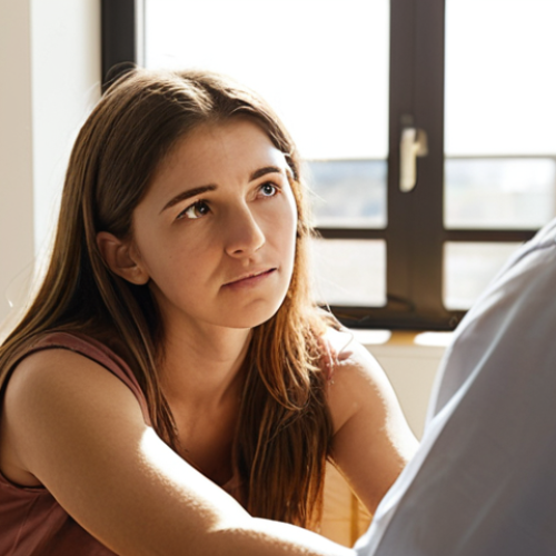 Home 4 **
A compassionate mental health counselor actively listening to a young adult patient in a sun-drenched office. The counselor leans forward with empathetic eyes, while the patient gestures expressively. Soft, warm lighting and a comfortable, inviting setting. Subtle elements in the background suggest a supportive and understanding atmosphere. Focus on conveying trust and the power of active listening.
**